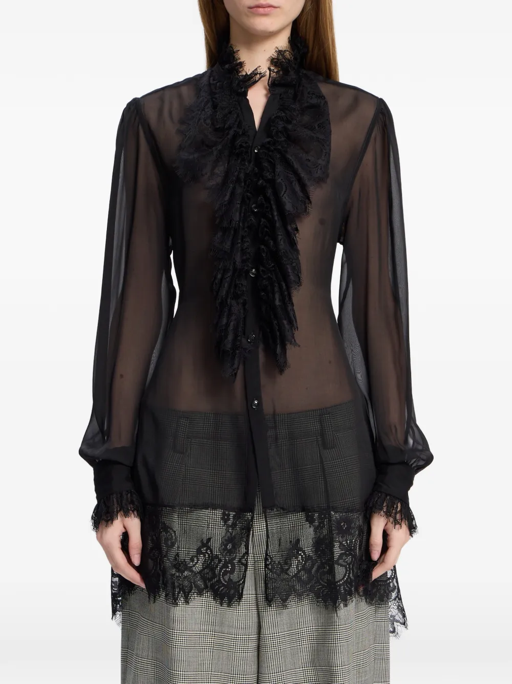 Ann Demeulemeester Barah ruffled lace-trim shirt
