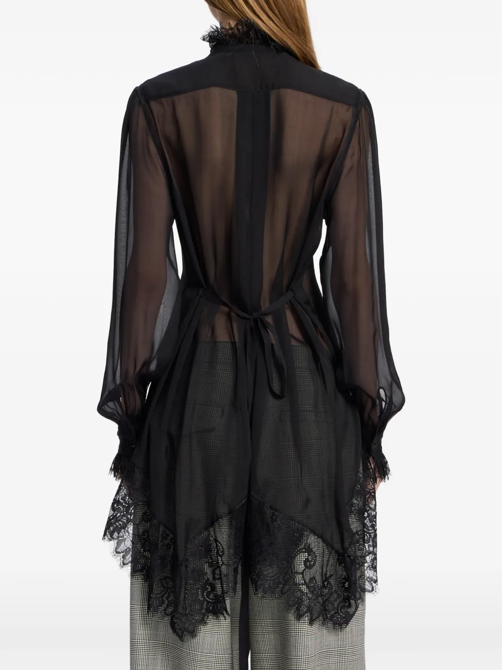 Ann Demeulemeester Barah blouse met kanten afwerking en ruches Zwart