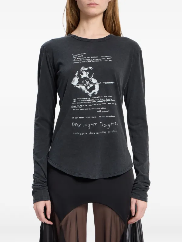 ANN DEMEULEMEESTER グラフィック ロングスリーブ Tシャツ Ann Demeulemeester グラフィック ロングTシャツ | グレー | FARFETCH JP
