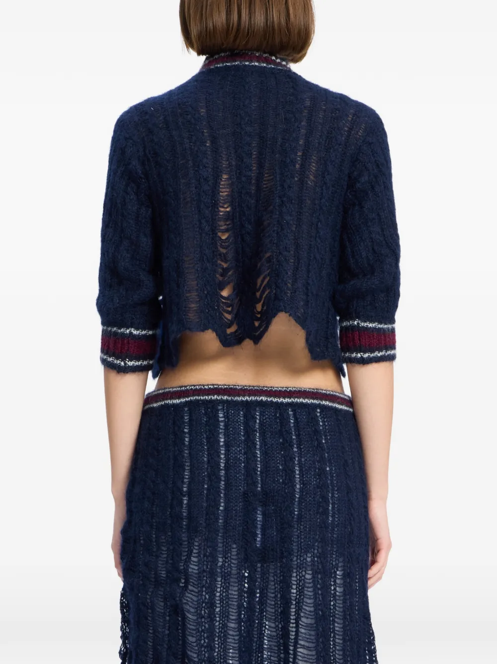 Ann Demeulemeester Gerafelde kabelgebreide trui Blauw