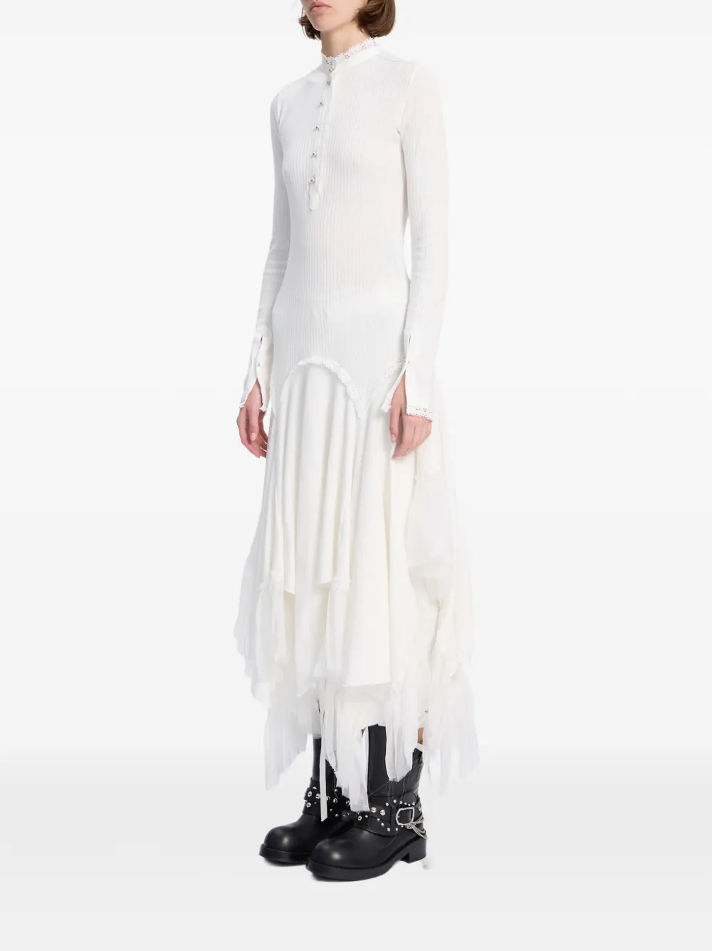 Ann Demeulemeester Tessie Serafino asymmetrische jurk met ruches Wit