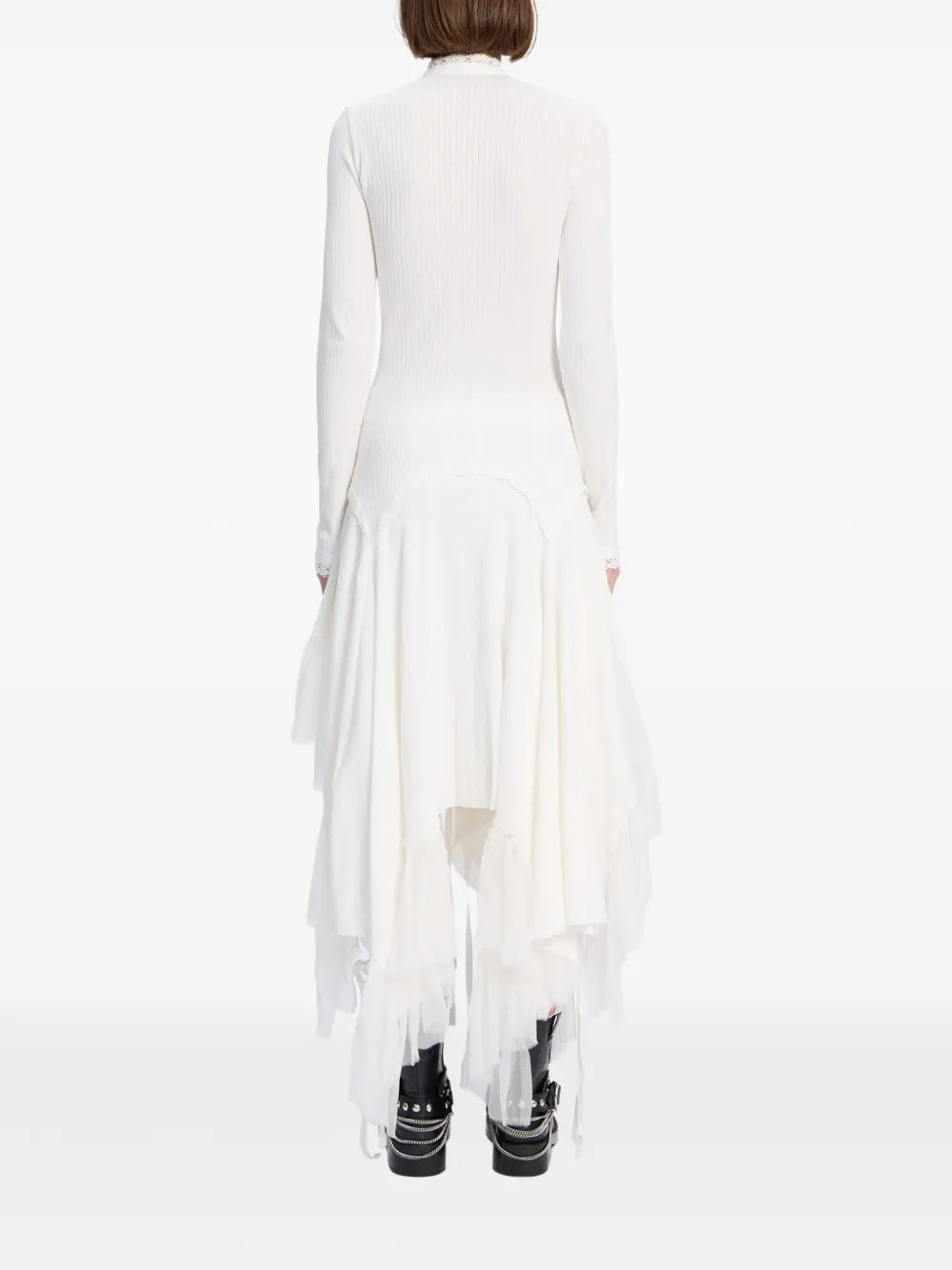 Ann Demeulemeester Tessie Serafino asymmetrische jurk met ruches Wit
