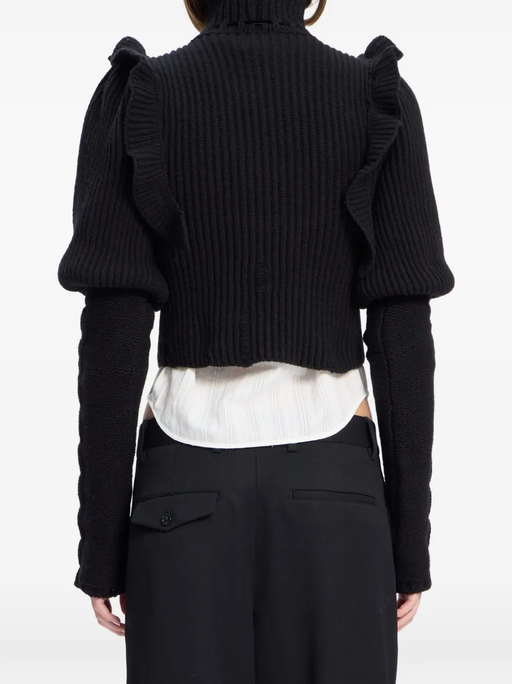 Ann Demeulemeester Kabelgebreide trui met ruches Zwart
