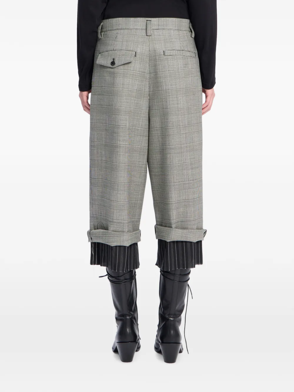 Ann Demeulemeester Check Wool Trousers in Grey, view 4