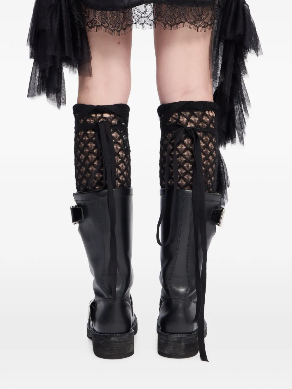 Ann Demeulemeester Tella ajoure gebreide beenwarmers Zwart