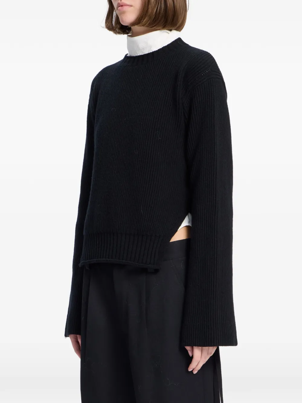 Ann Demeulemeester Kasjmier ribgebreide trui Zwart