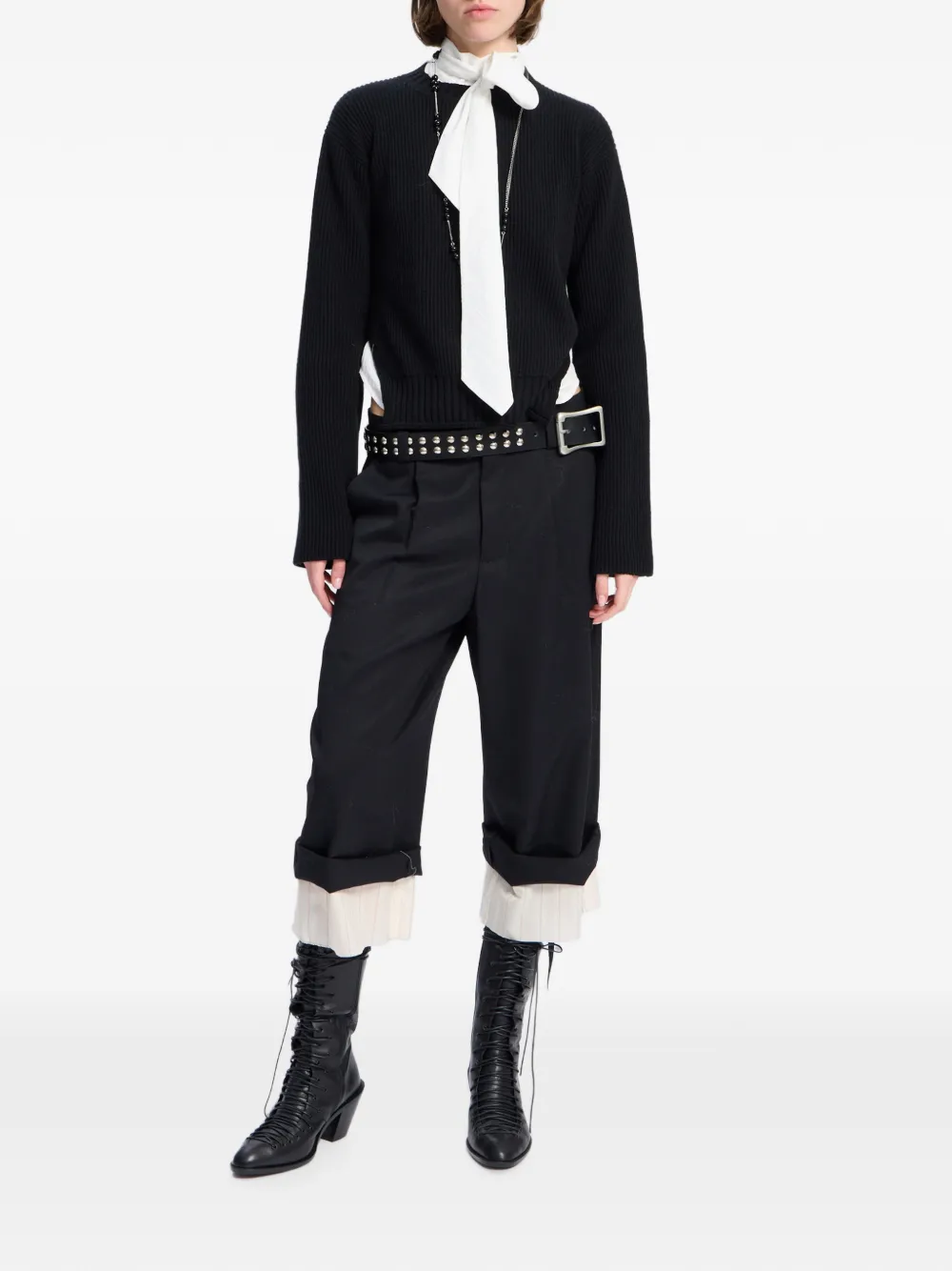 Ann Demeulemeester Kasjmier ribgebreide trui Zwart