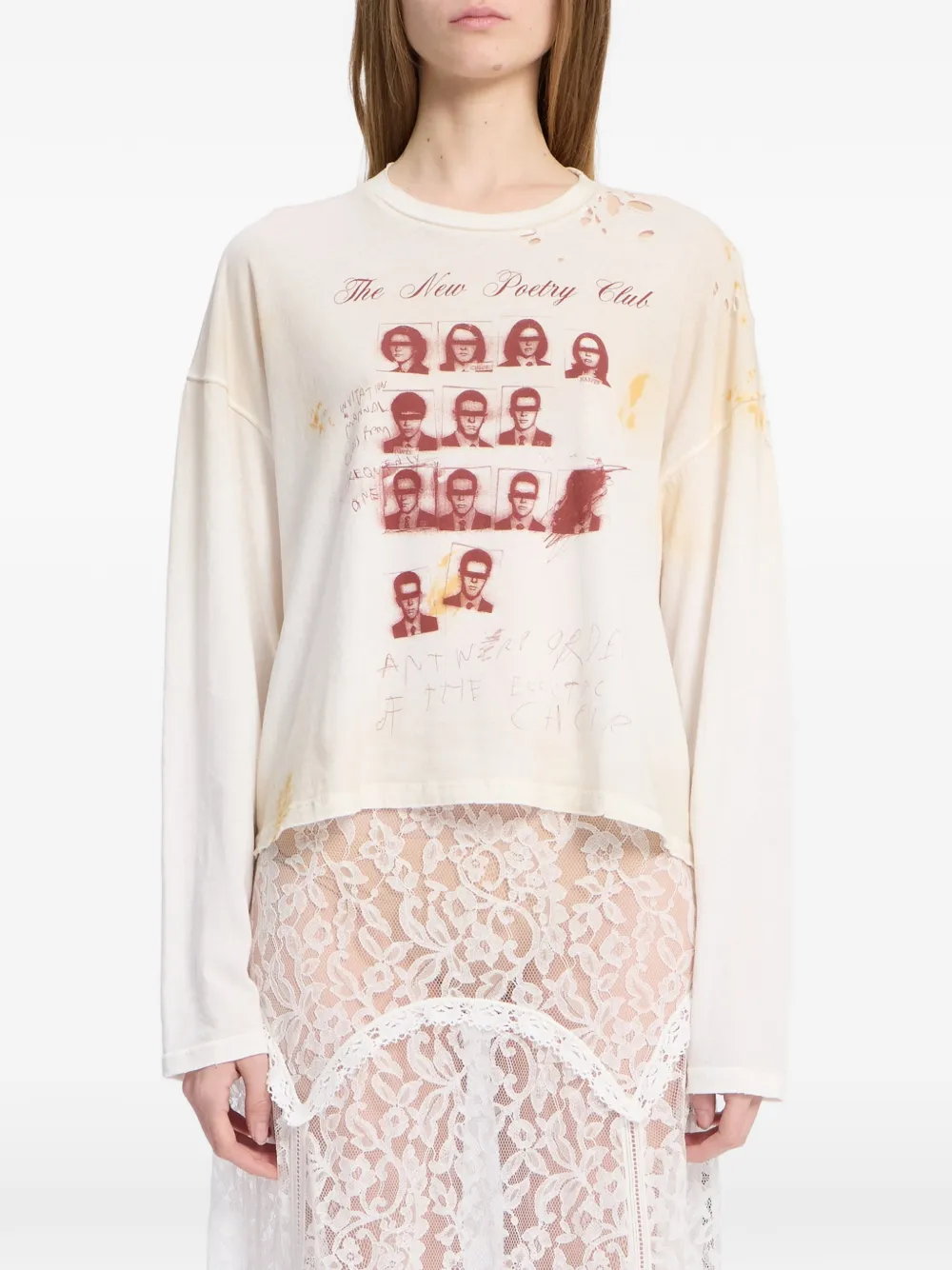 Ann Demeulemeester distressed graphic-print T-shirt
