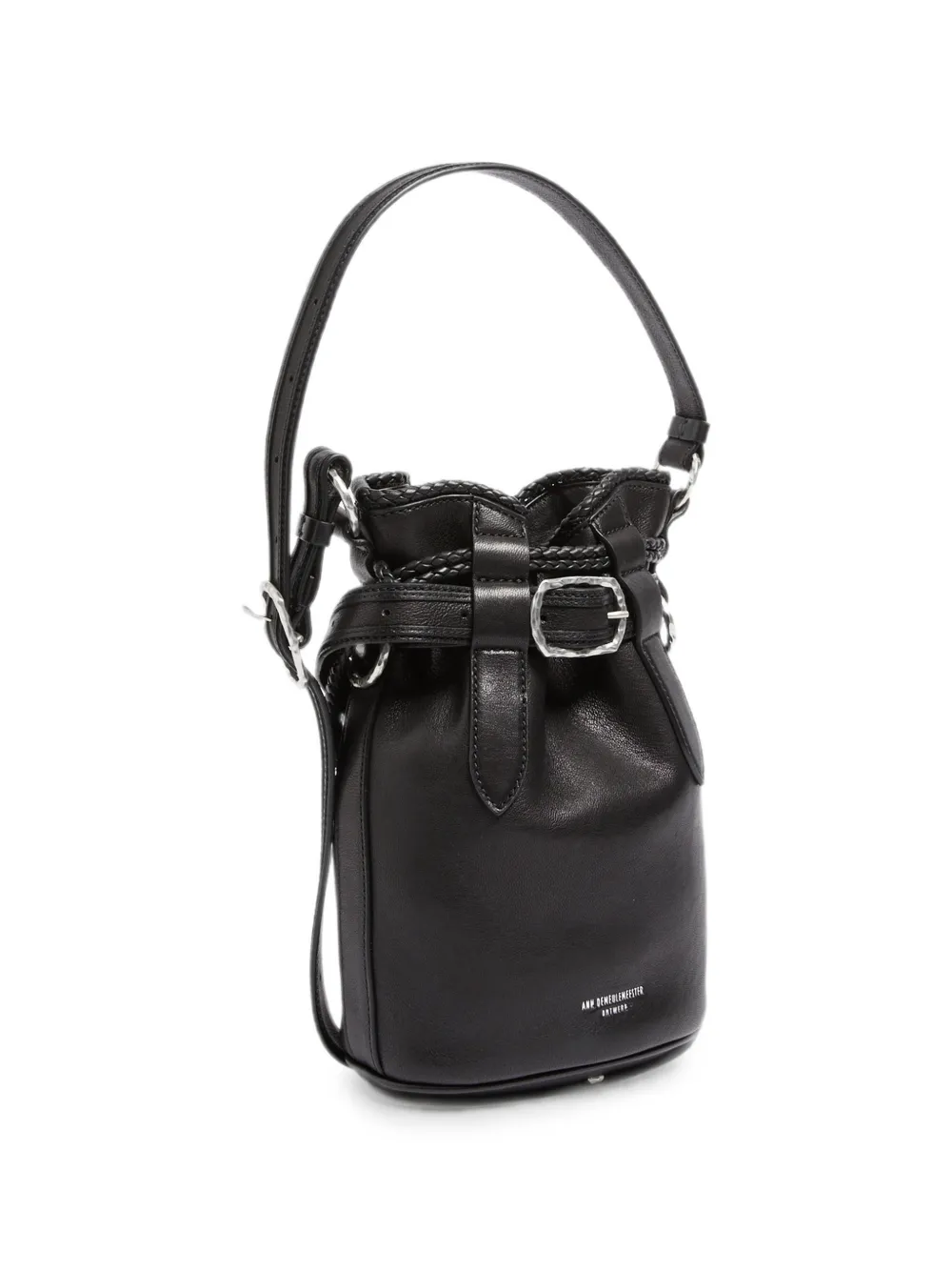 Ann Demeulemeester Leren bucket-tas met gevlochten afwerking Zwart