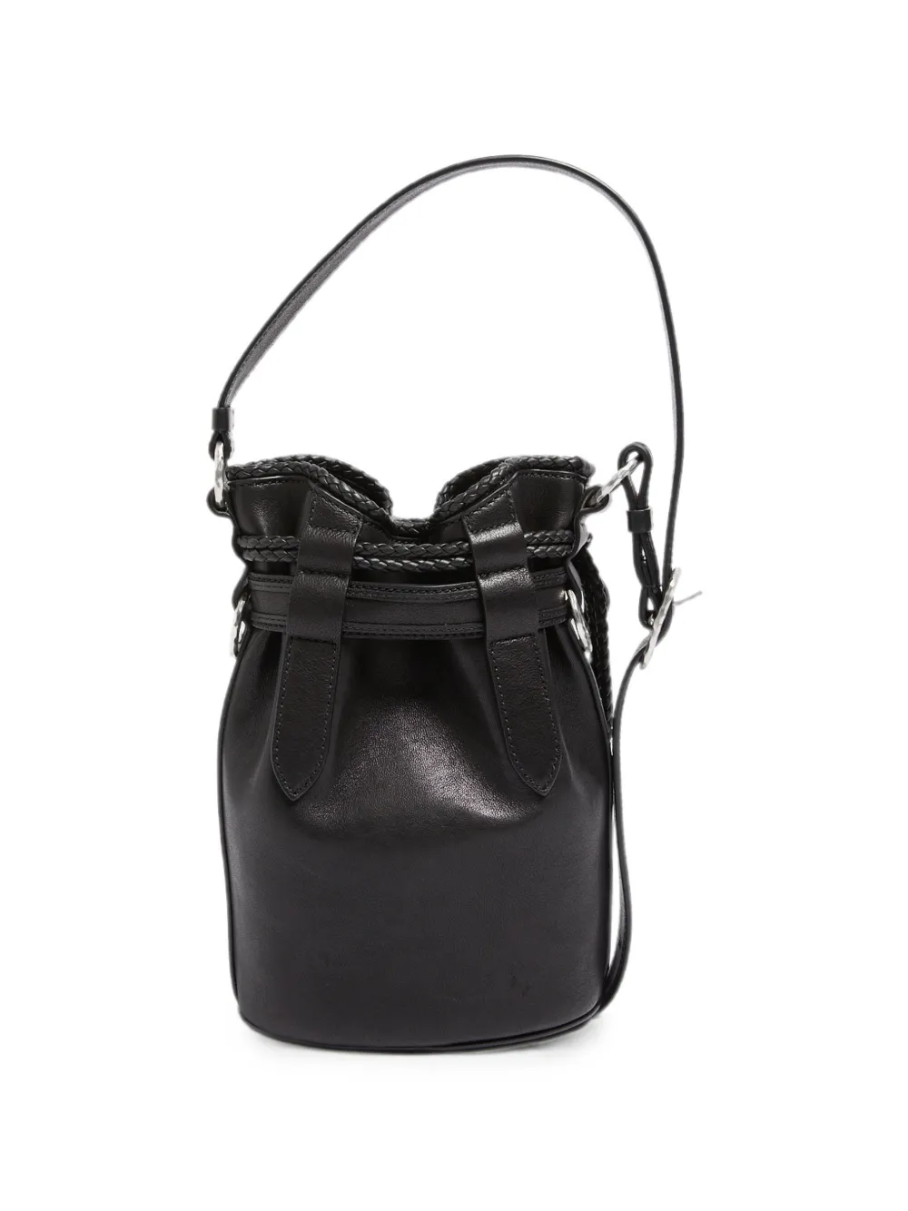 Ann Demeulemeester Leren bucket-tas met gevlochten afwerking Zwart