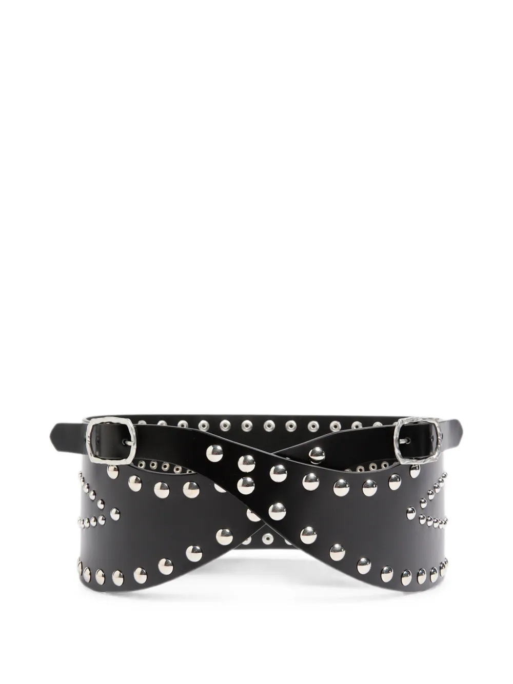 Ann Demeulemeester Cintura in pelle con borchie - Nero
