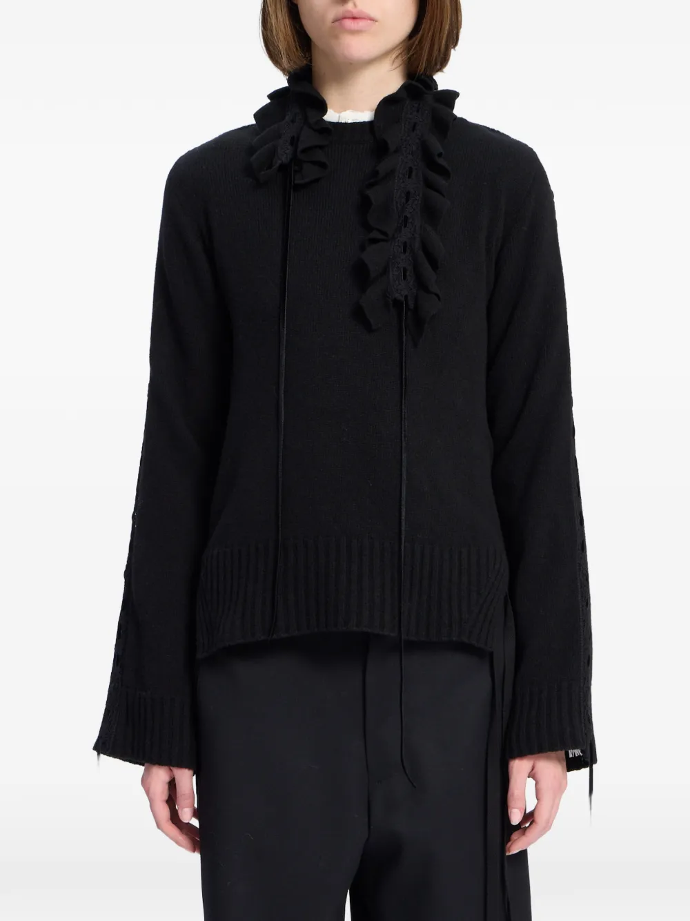 Ann Demeulemeester Trui met ruches Zwart