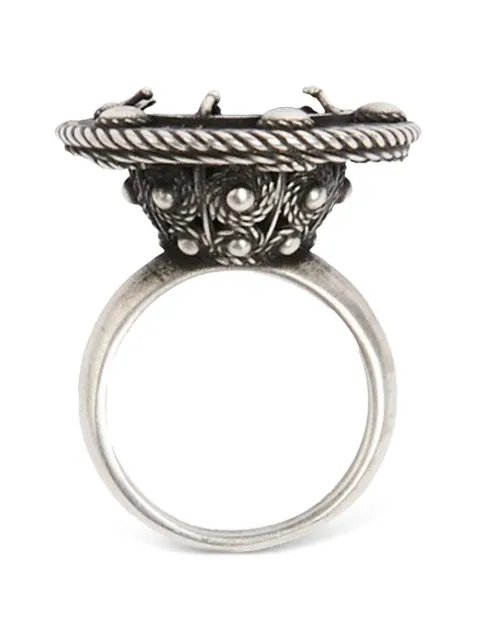 Ann Demeulemeester engraved stone-embellished ring