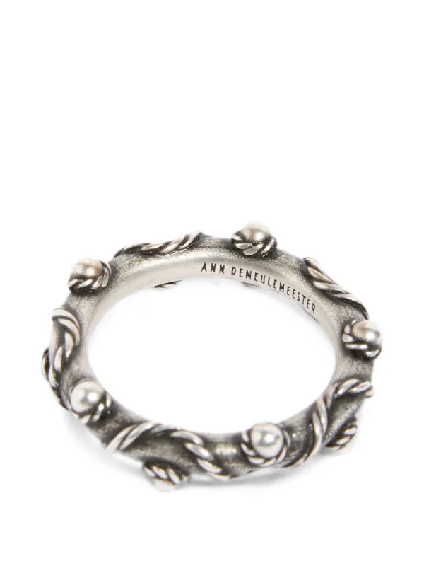 Ann Demeulemeester Rope-detail Studded Ring in Silver