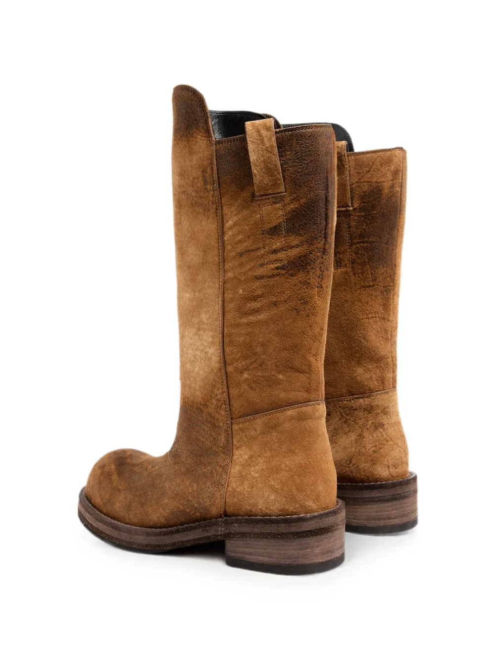 Ann Demeulemeester Burned-finish Suede Boots in Brown, view 3