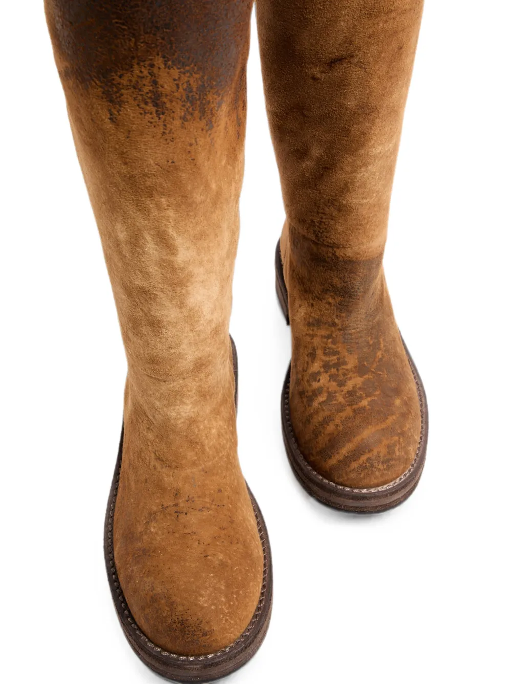 Ann Demeulemeester Burned-finish Suede Boots in Brown, view 4
