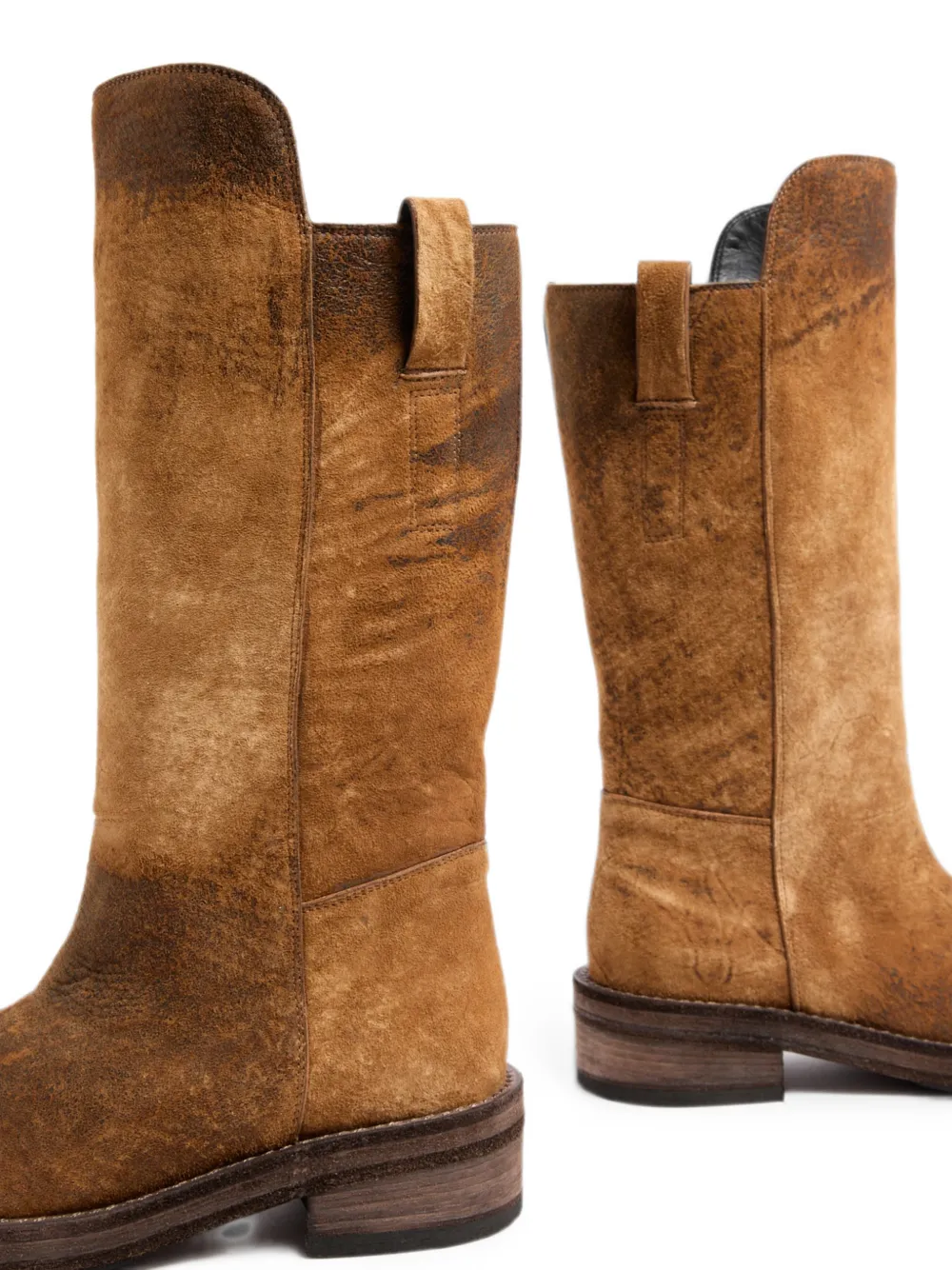 Ann Demeulemeester Burned-finish Suede Boots in Brown, view 5