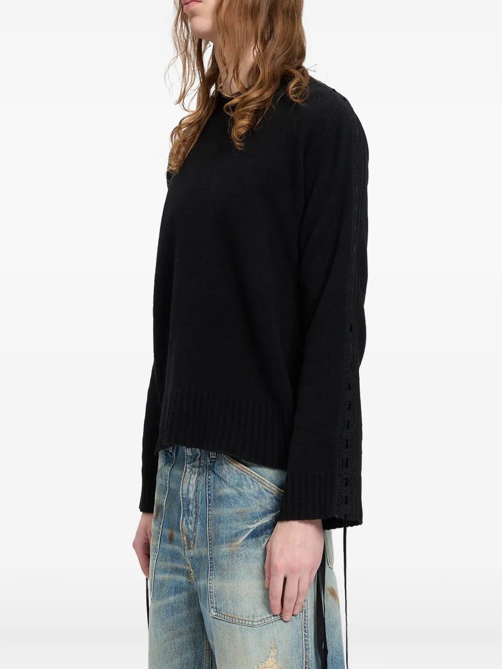 Ann Demeulemeester Westy opengebreide trui met striksluiting Zwart