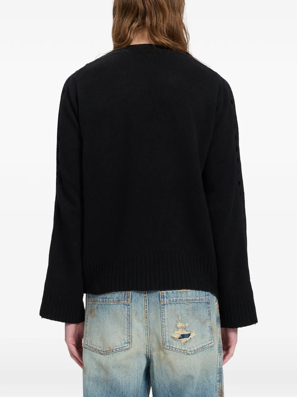 Ann Demeulemeester Westy opengebreide trui met striksluiting Zwart