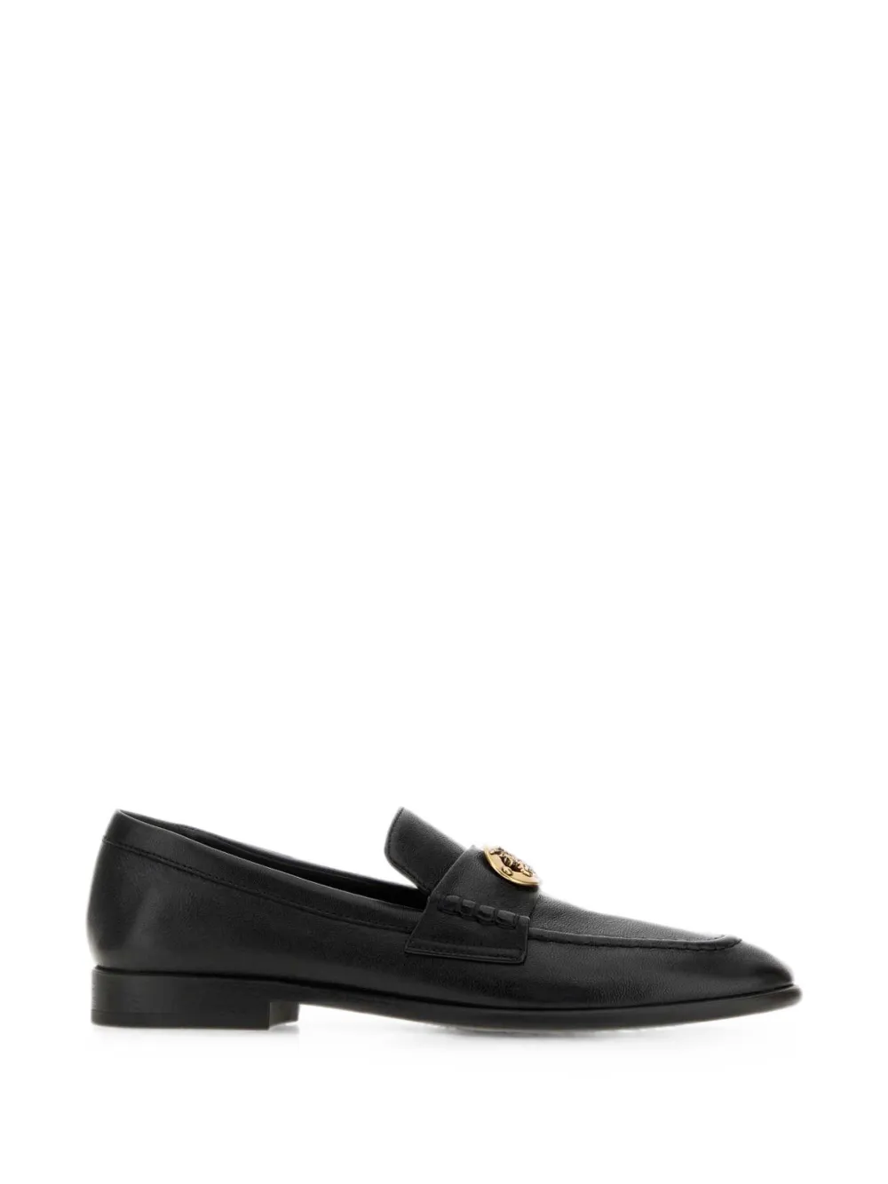 Burberry Opal logo-plaque leather loafers Zwart