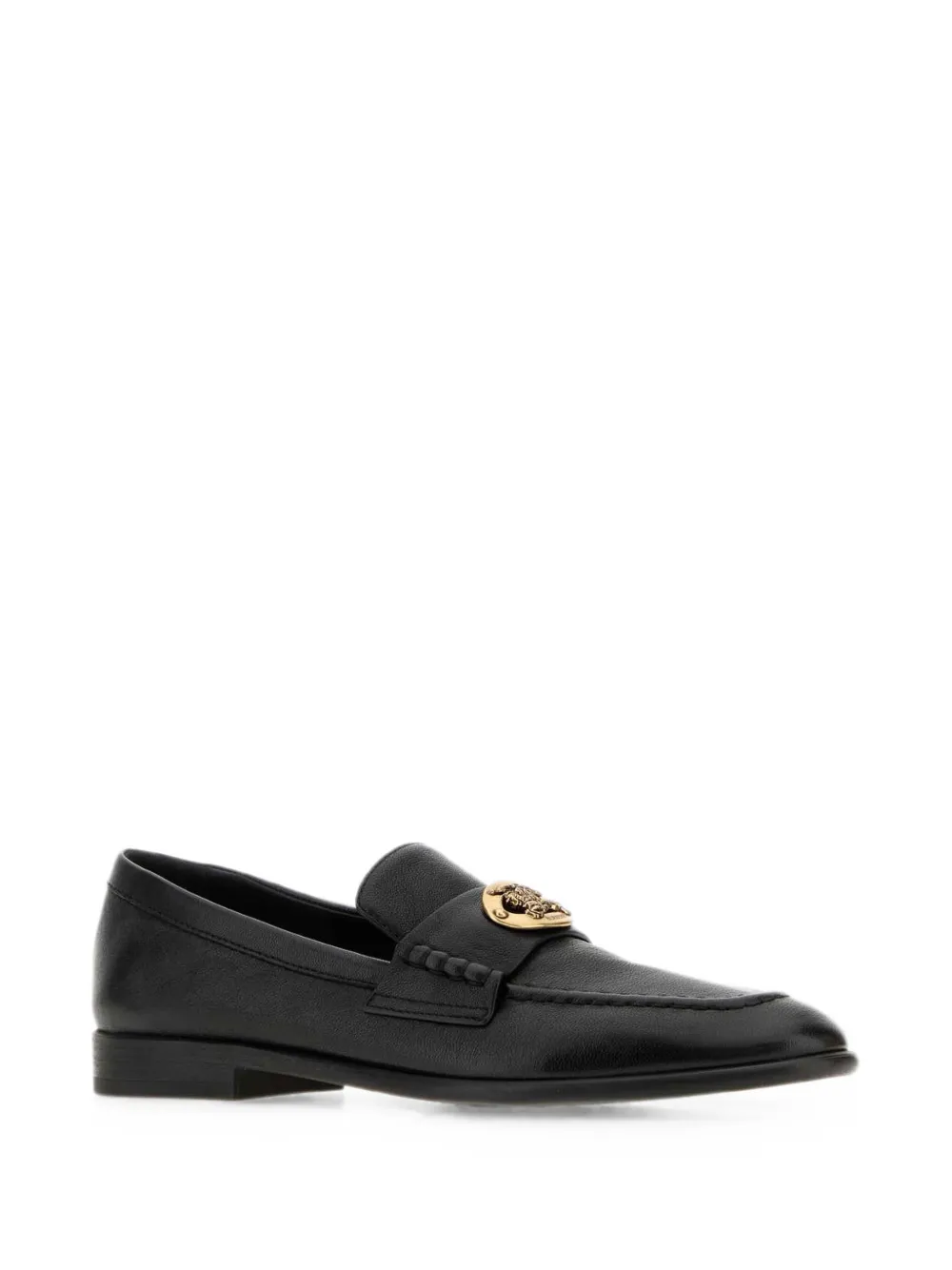 Burberry Opal logo-plaque leather loafers Zwart