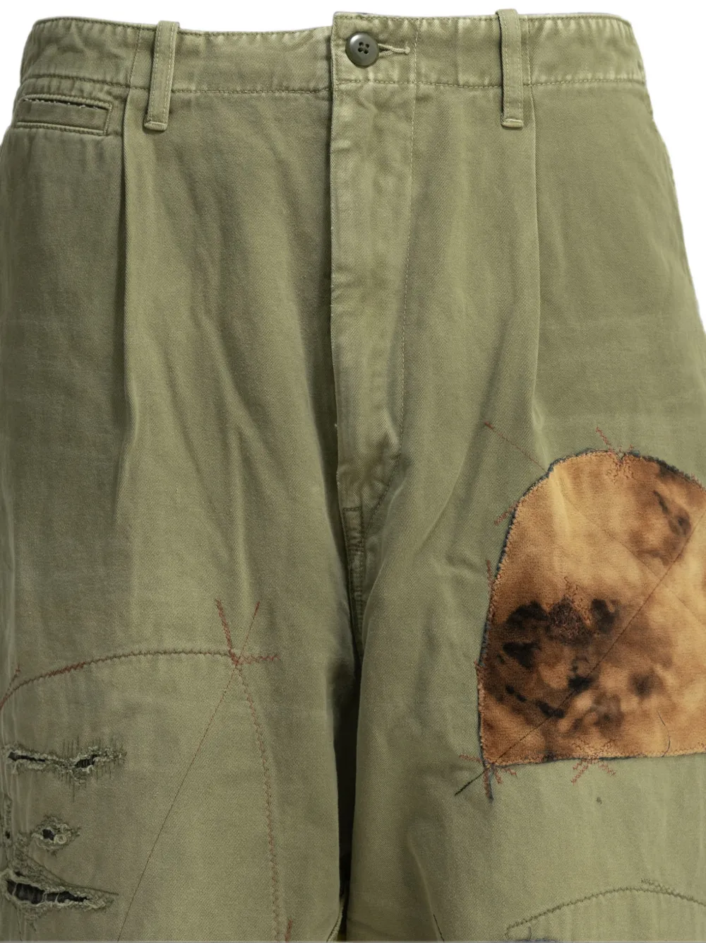 KAPITAL Katsuragi pantalon met geborduurd patchwork Groen