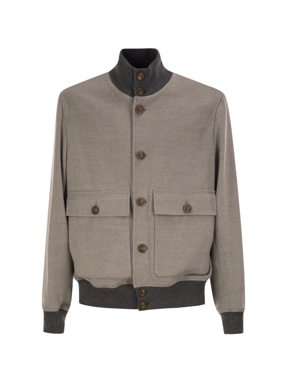 Brunello Cucinelli long-sleeve high-neck bomber jacket - Grau