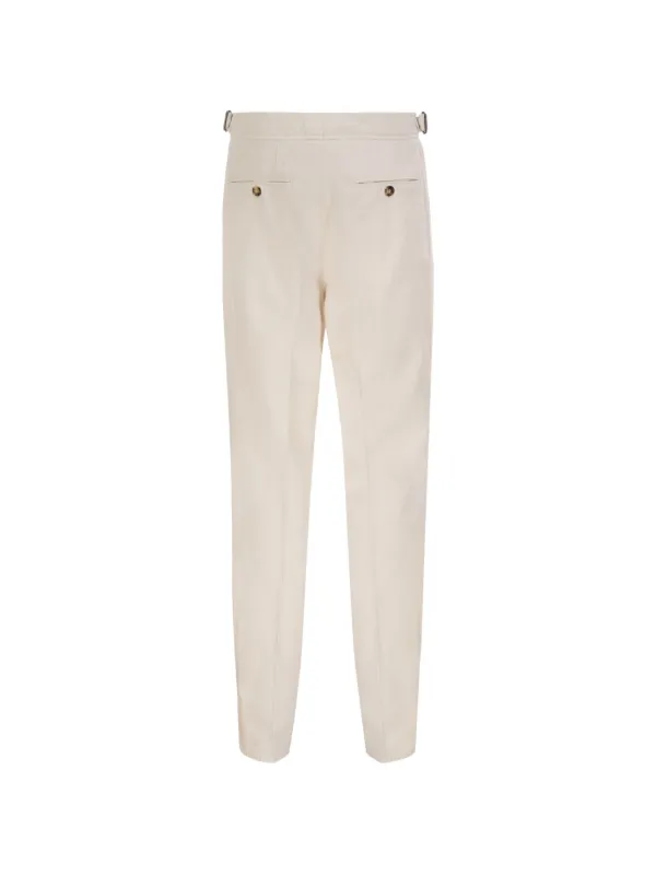 Brunello Cucinelli Pleated side-adjuster Tapered Trousers | White