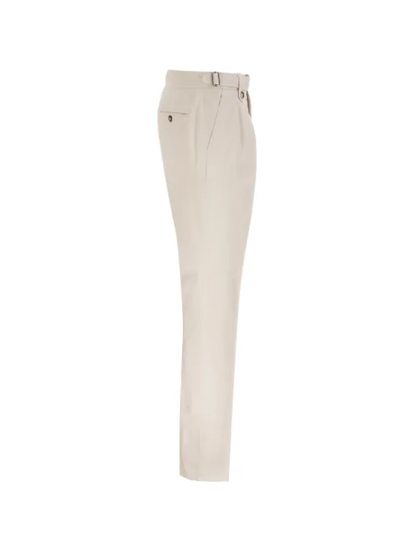 Brunello Cucinelli Pleated side-adjuster Tapered Trousers | White