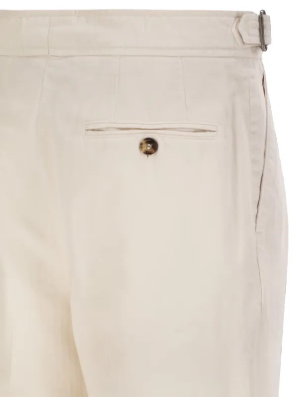Brunello Cucinelli チノパン ホワイト 54 Brunello Cucinelli Pleated side-adjuster Tapered Trousers | White
