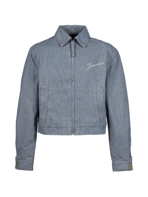 Jacquemus logo-embroidered zip-up denim jacket