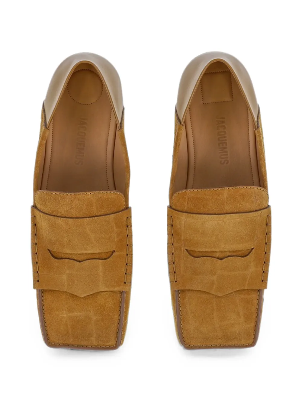 Jacquemus croc-effect panelled loafers Beige
