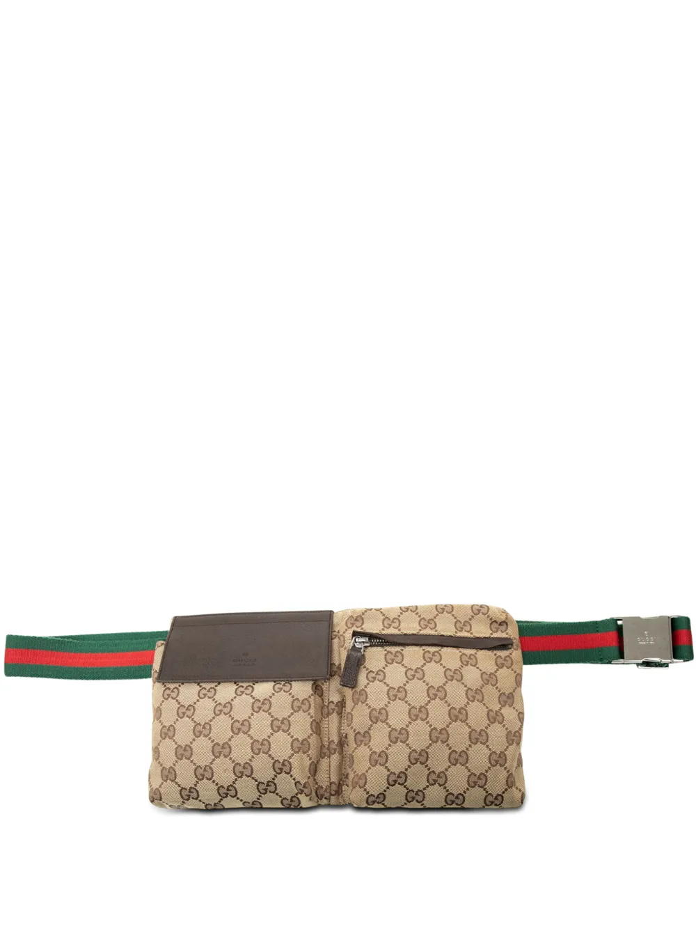 Gucci Pre-Owned 2000-2015 GG Canvas Web Double Pocket belt bag - Toni neutri