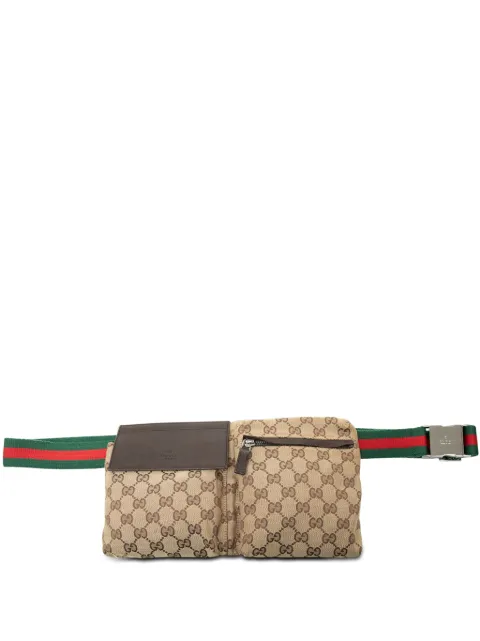 Gucci Pre-Owned 2000-2015 GG Canvas Web Double Pocket belt bag