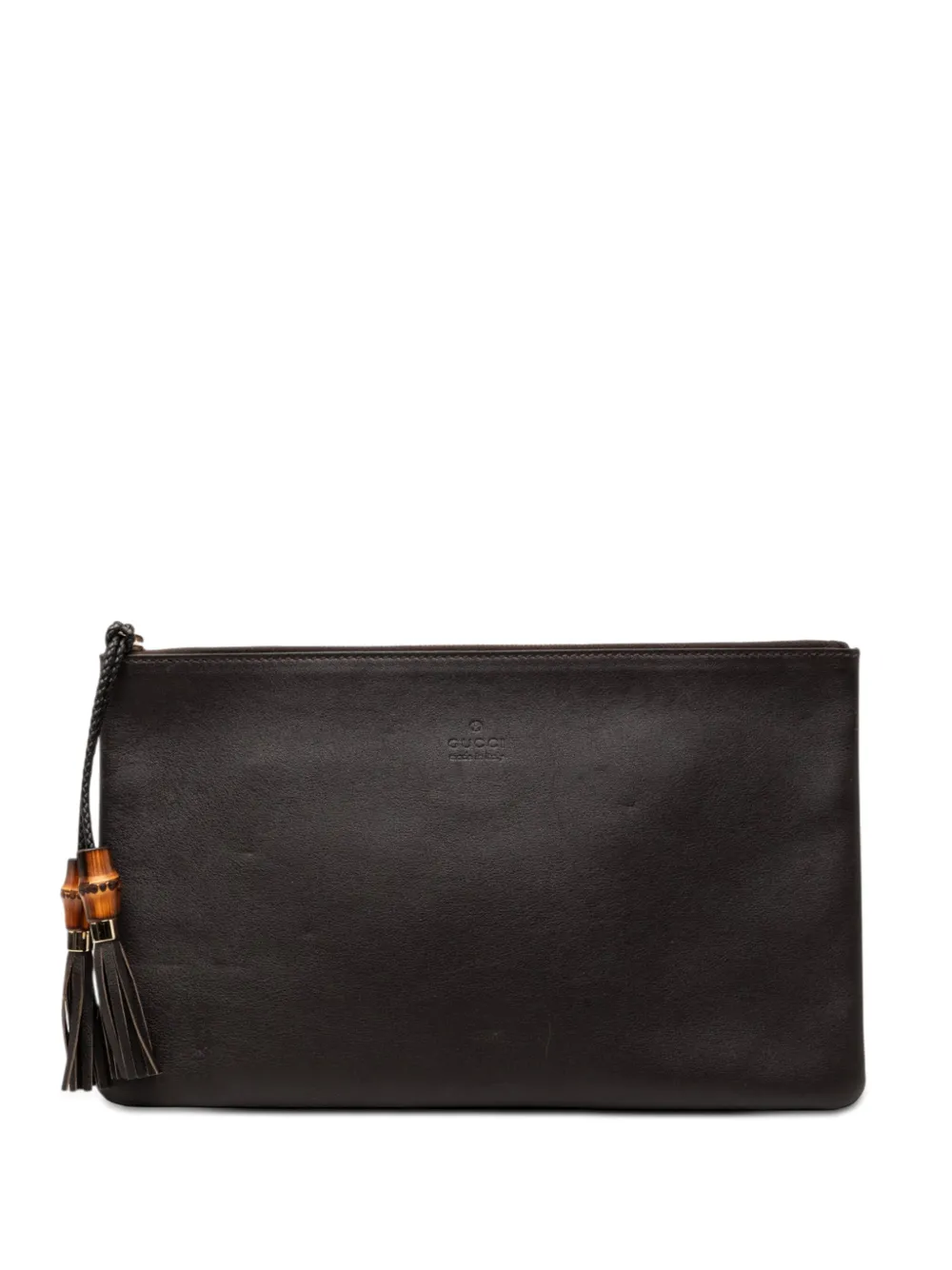 Gucci Pre-Owned 2000-2015 Calfskin Bamboo Tassel clutch bag - Marrone