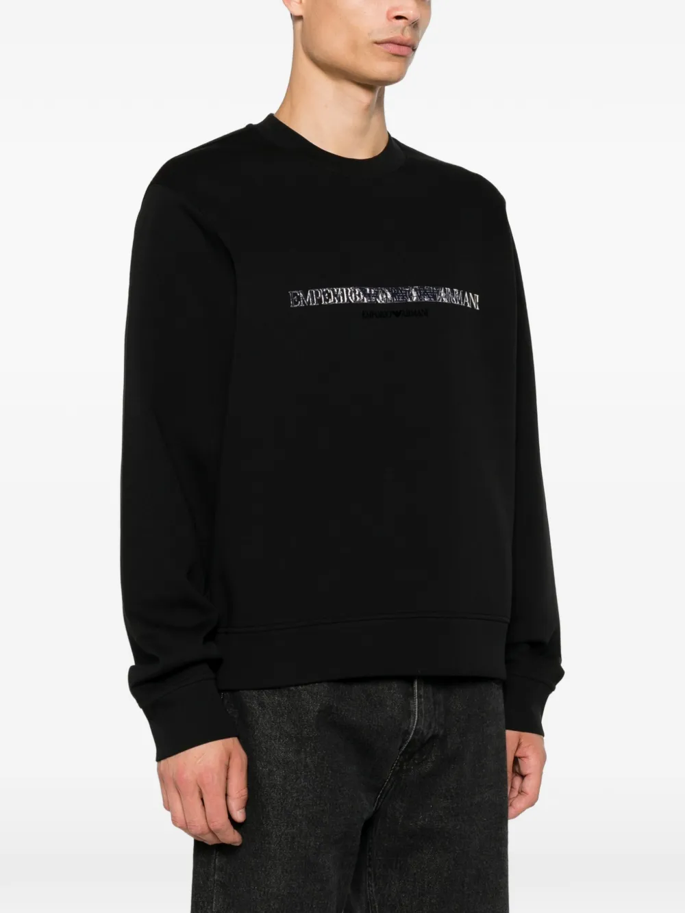 Emporio Armani Katoenen sweater met logoprint Zwart
