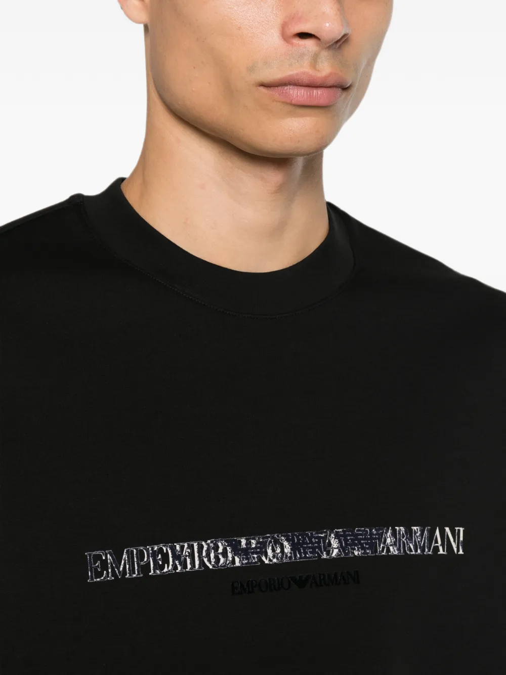 Emporio Armani Katoenen sweater met logoprint Zwart