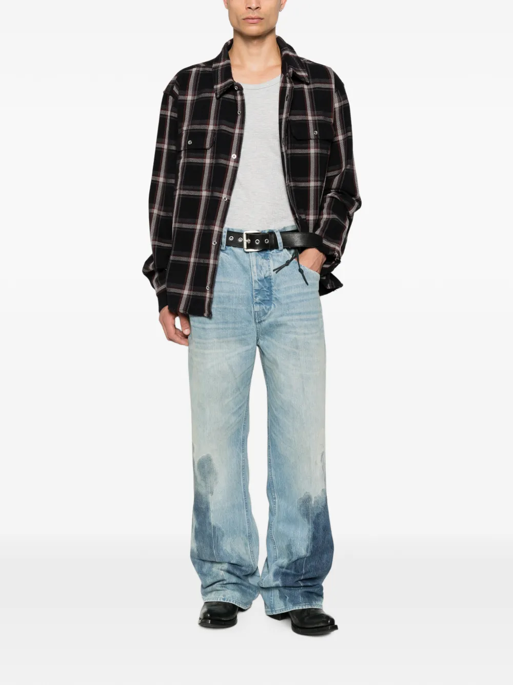 Purple Brand Jeans met wijde pijpen Blauw