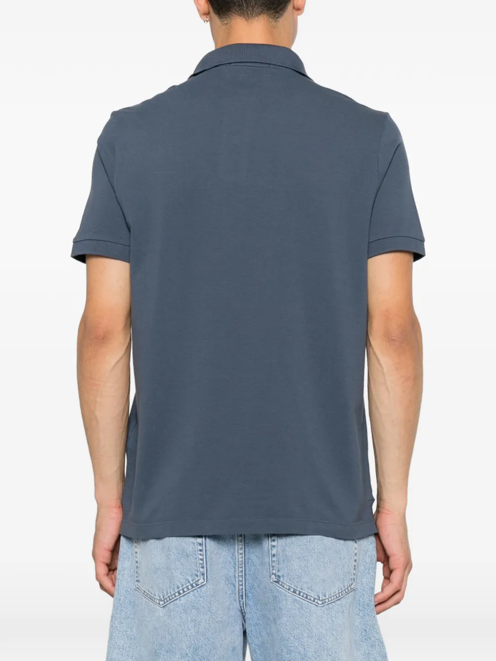 Stone Island Slim-fit katoenen poloshirt met logo-patch Blauw