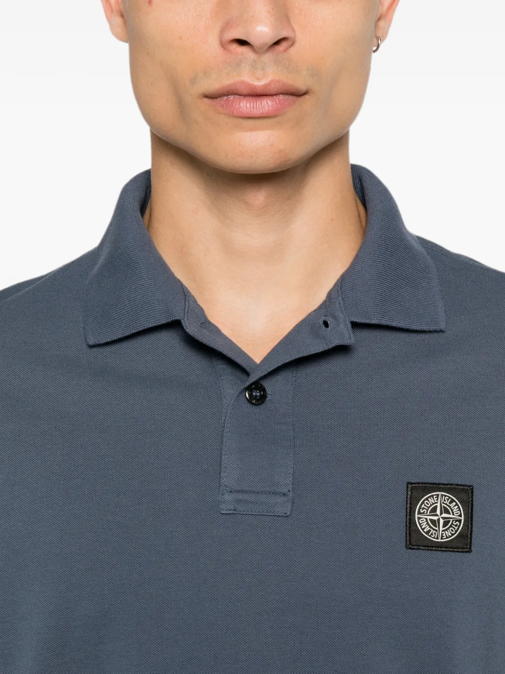 Stone Island Slim-fit katoenen poloshirt met logo-patch Blauw