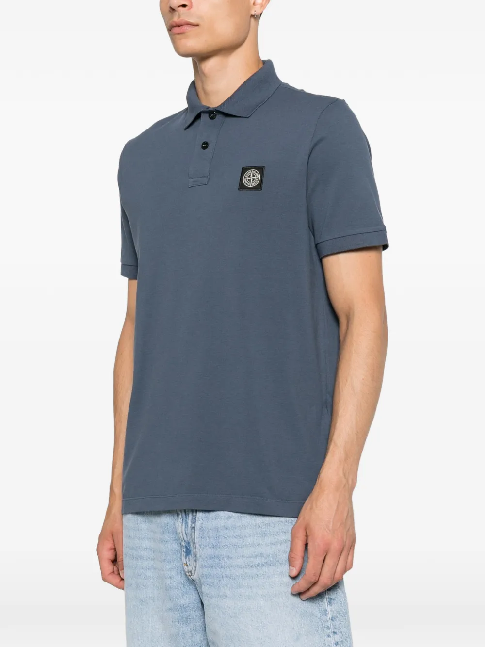 Stone Island Slim-fit katoenen poloshirt met logo-patch Blauw