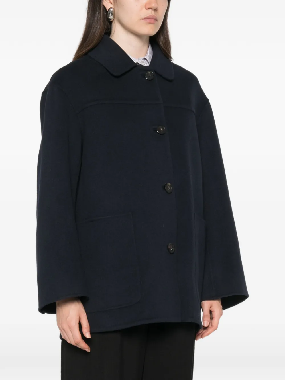 'S Max Mara Wollen mantel met enkele rij knopen Blauw