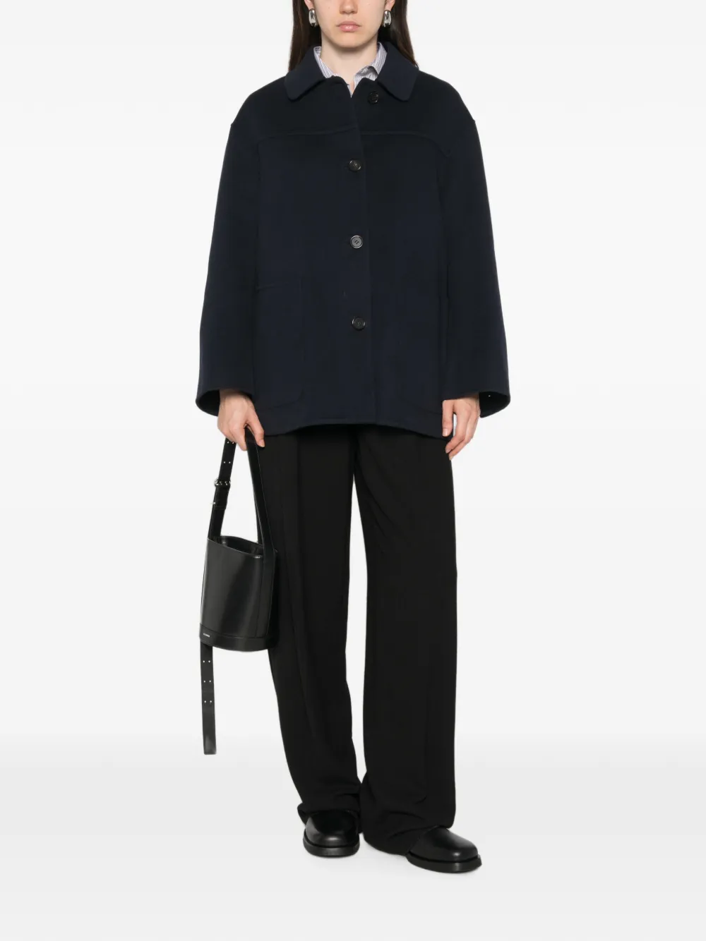 'S Max Mara Wollen mantel met enkele rij knopen Blauw