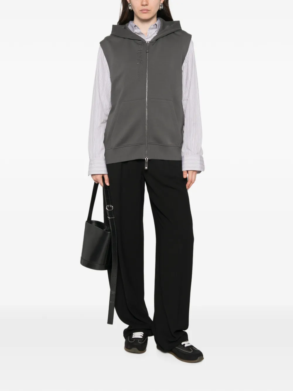 'S Max Mara Smmballo mouwloze hoodie met ritssluiting Grijs