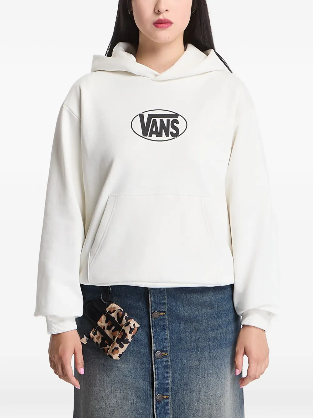 Vans logo-print pouch-pocket hoodie - Weiß