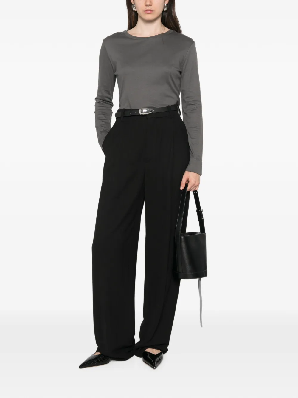 'S Max Mara Smmfumetto top met ronde hals en lange mouwen Grijs