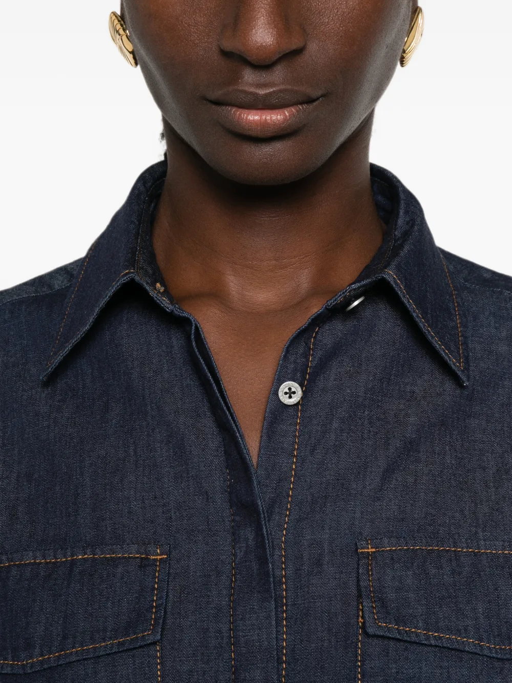 7 For All Mankind Denim blouse met ballonmouwen Blauw