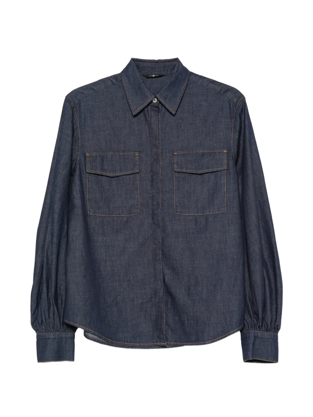 7 For All Mankind balloon-sleeve denim shirt - Blue