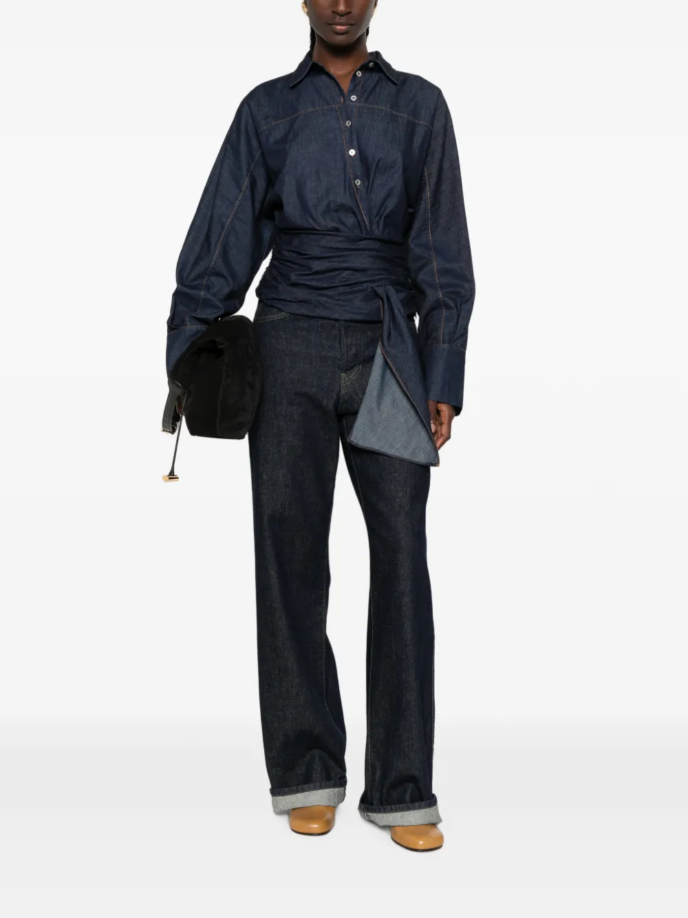 7 For All Mankind Blouse met gestrikte taille Blauw