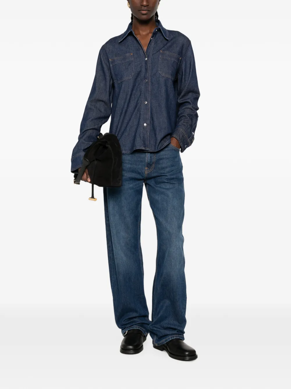 7 For All Mankind Halona Classic denim blouse Blauw